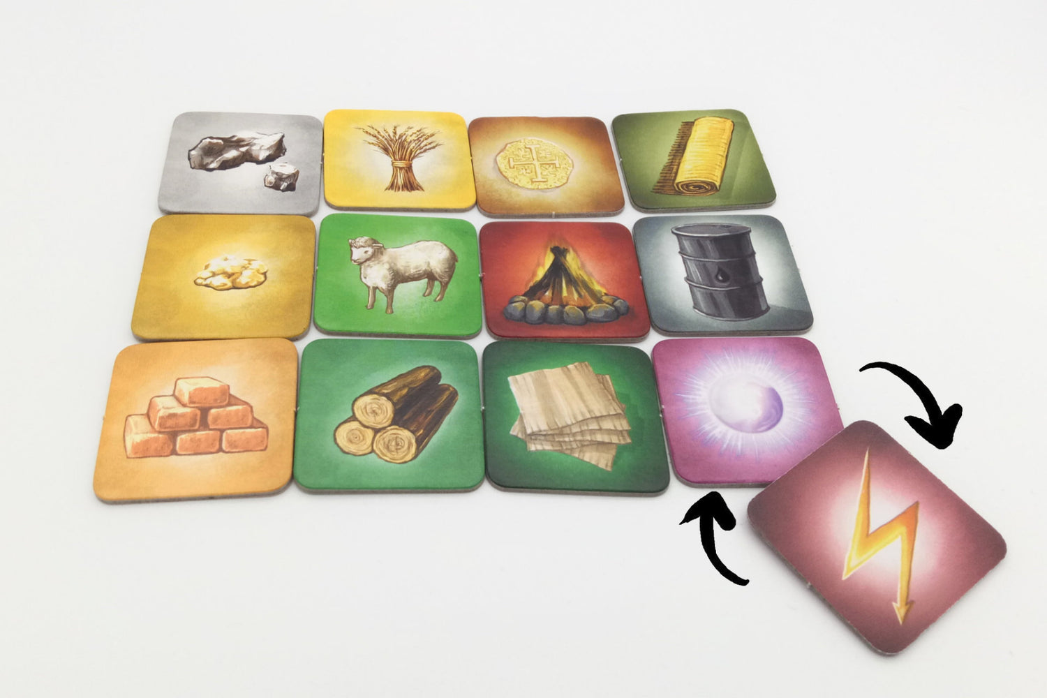 Quadrat 40x40 mm mit Aufdruck Rohstoffe