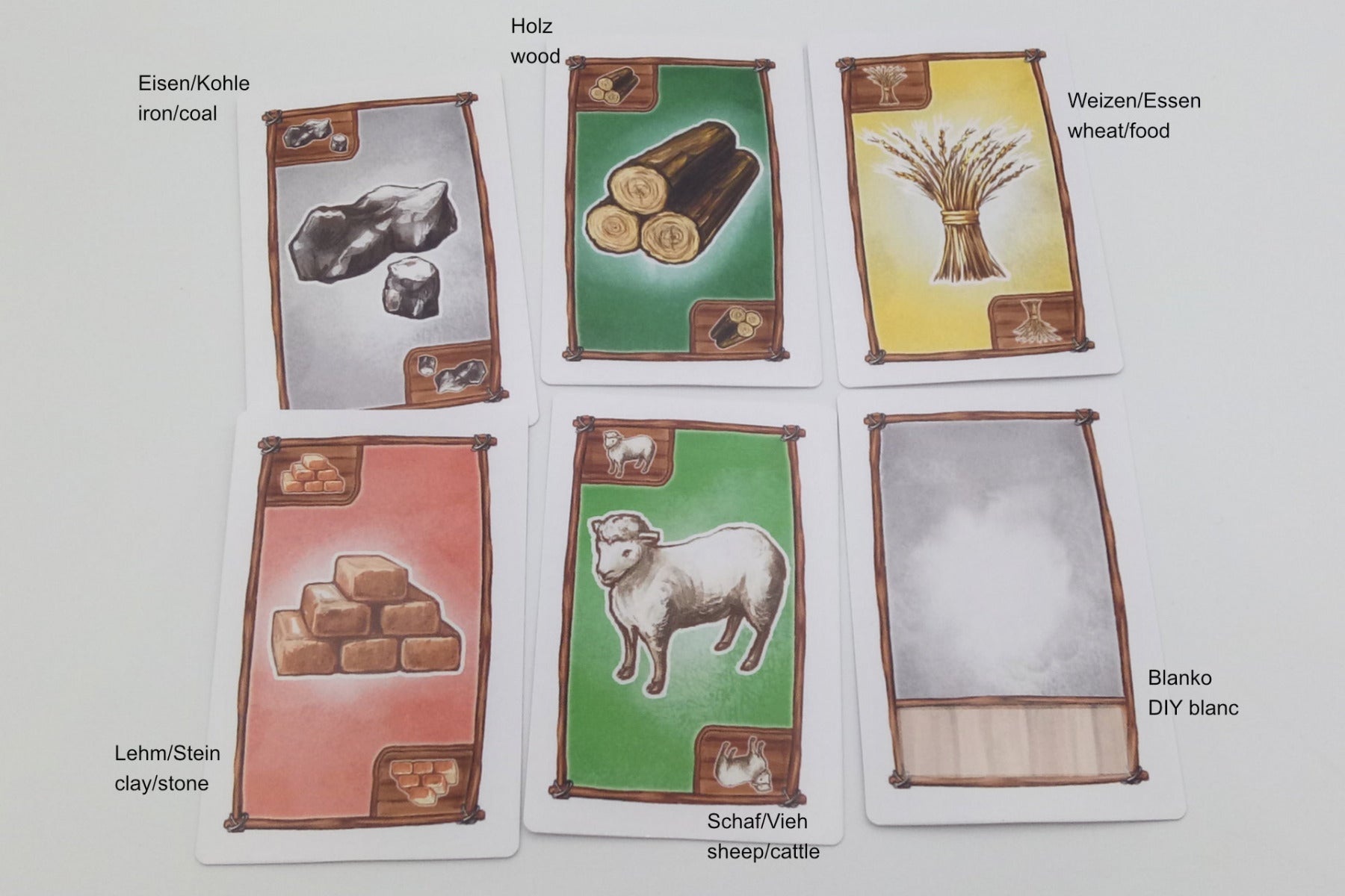 Kartensatz Rohstoffe (passend Siedler 3-4 Spieler)