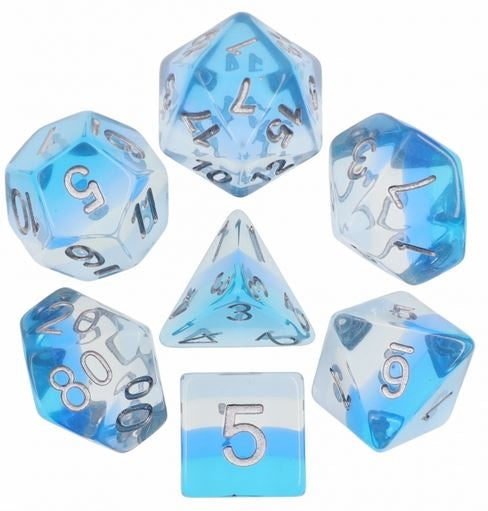 Würfelset Transparent Blue Gradients dice