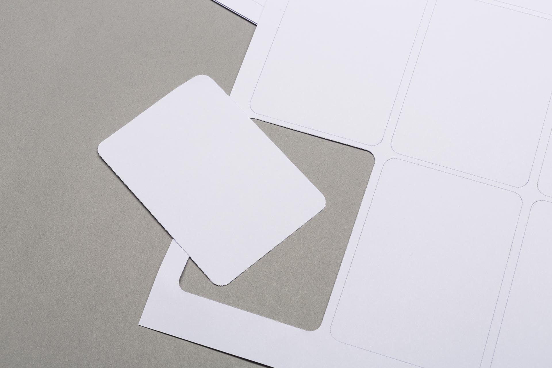 Sheets with blank cards