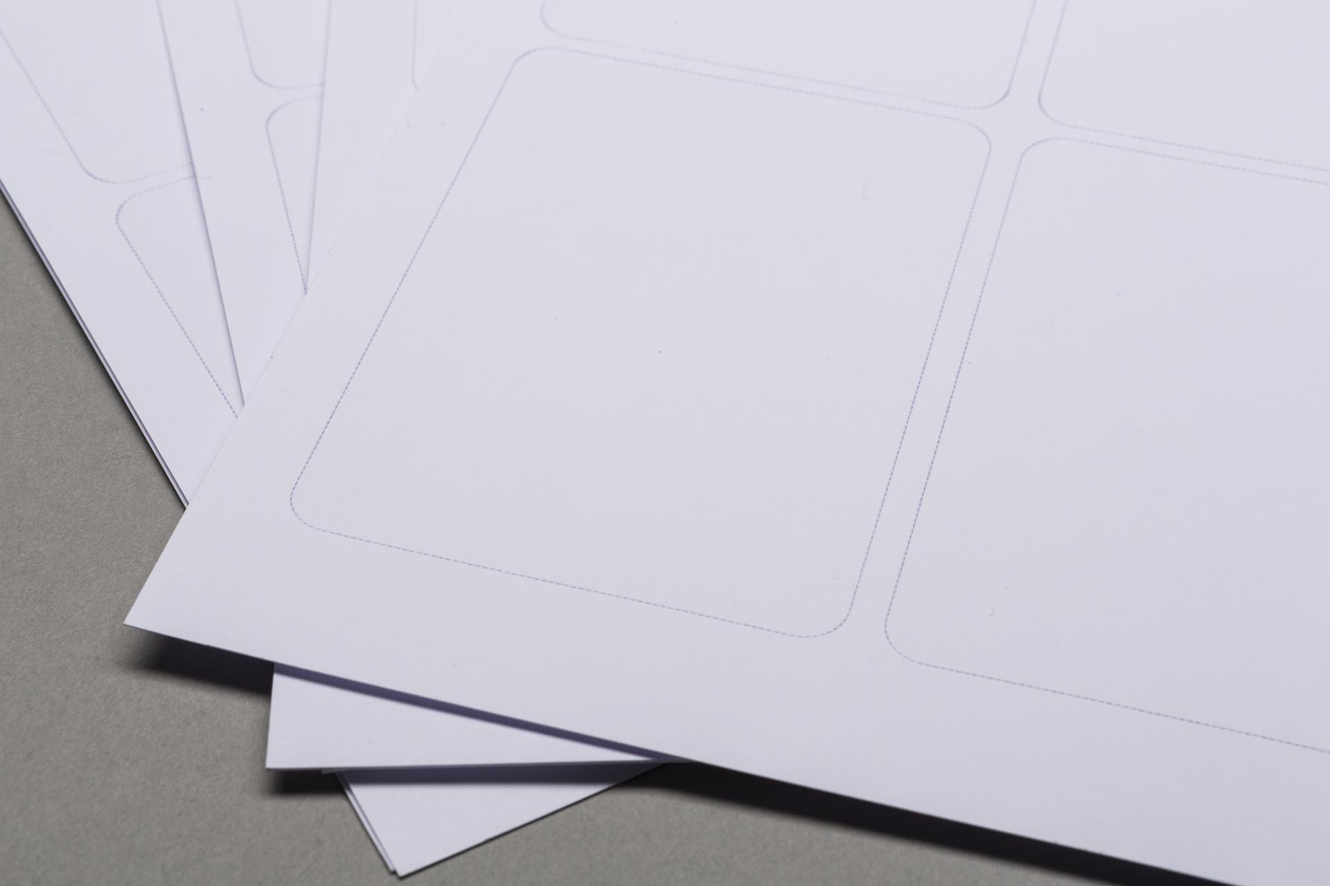 Sheets with blank cards
