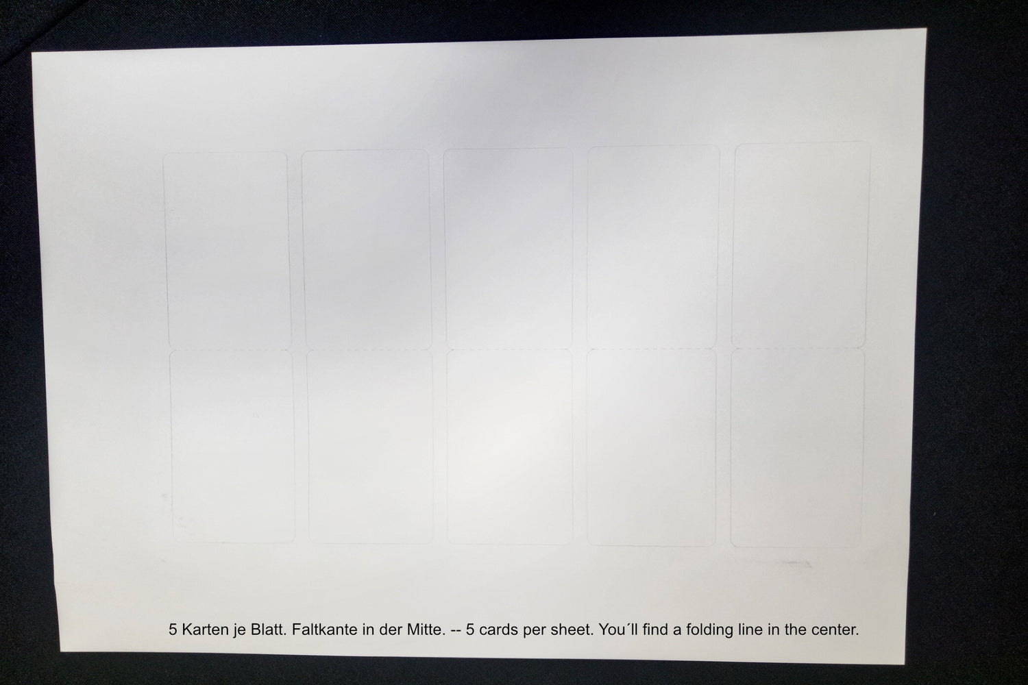 Sheets with blank cards