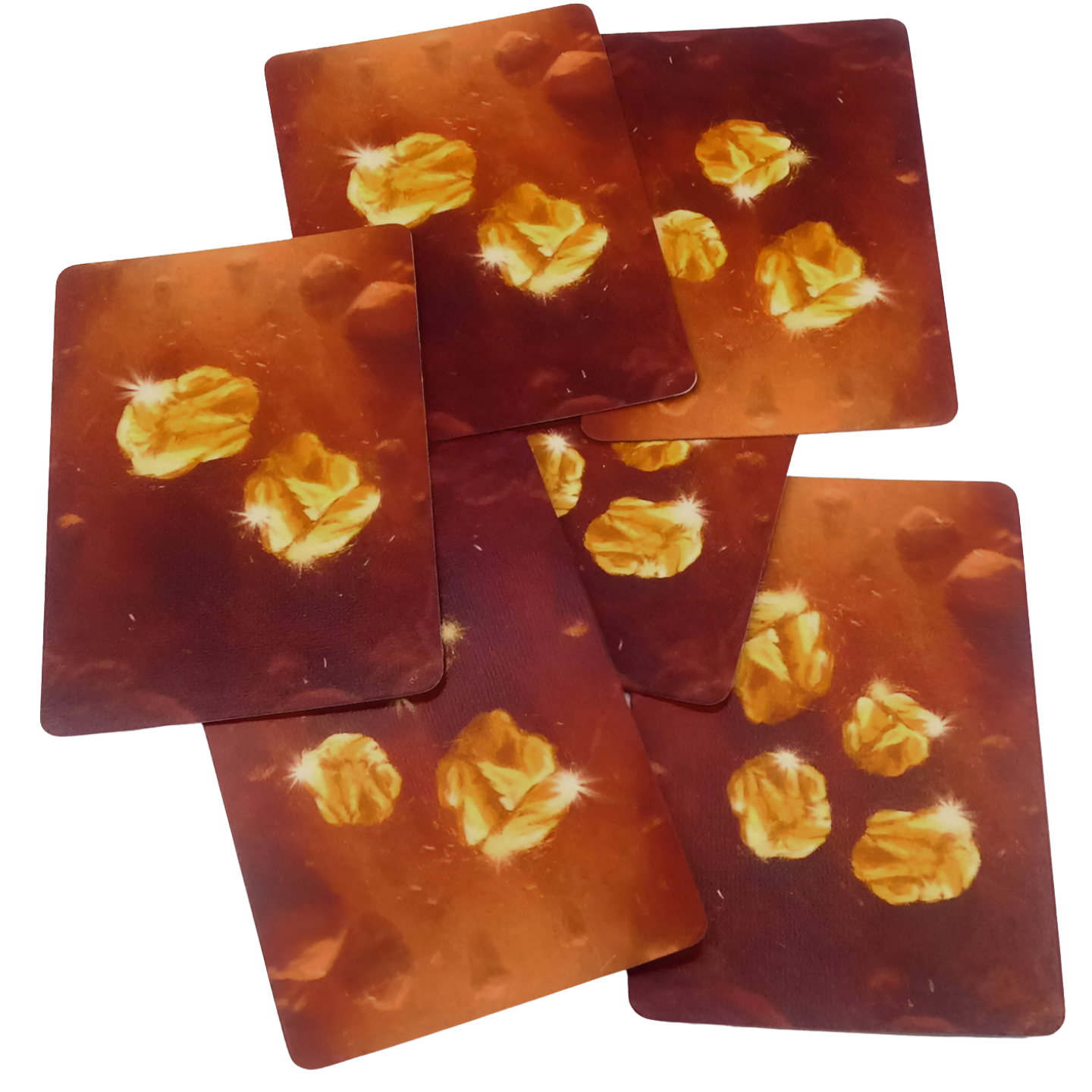 Set playing cards with gold nuggets