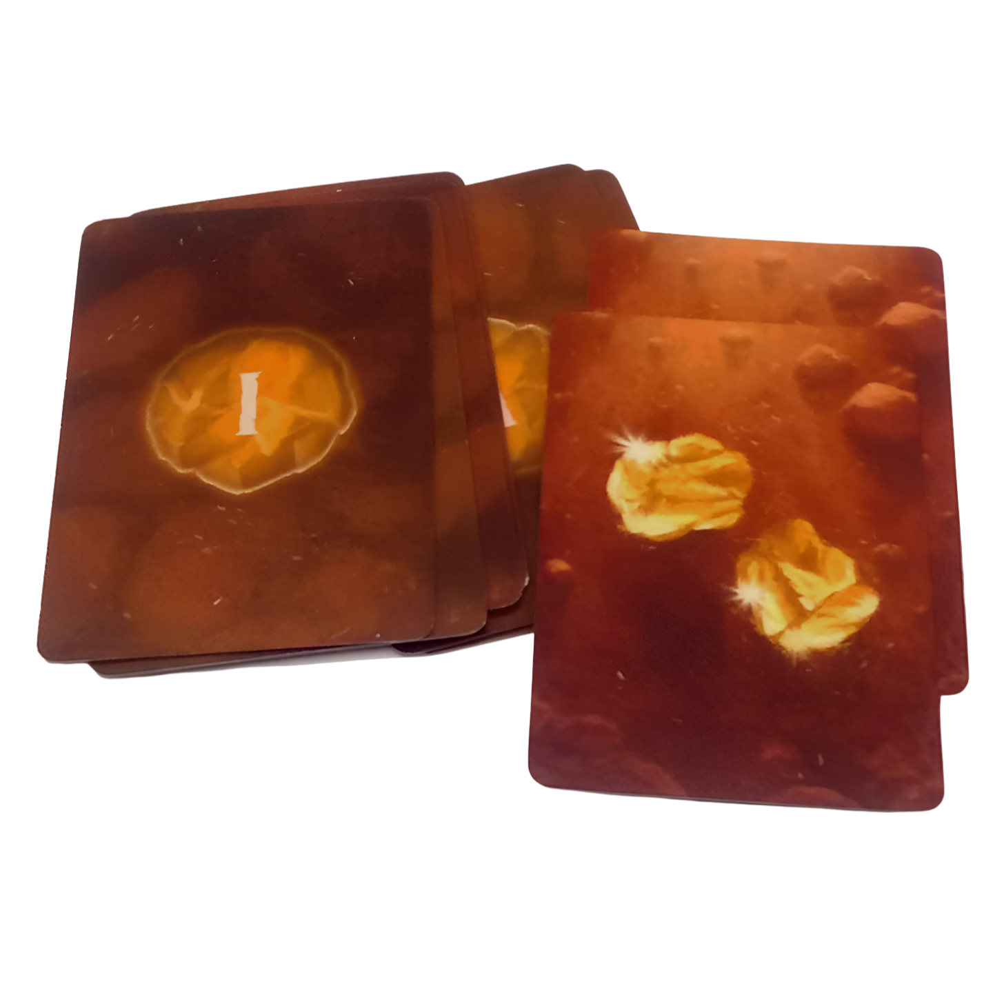 Set playing cards with gold nuggets