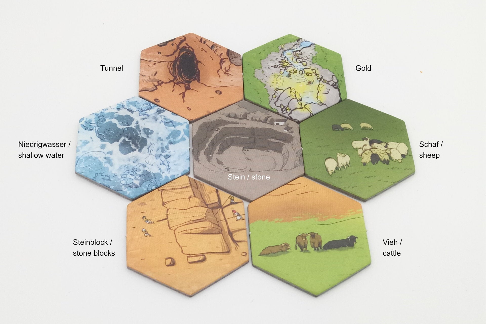 landscape counters hexagonal small