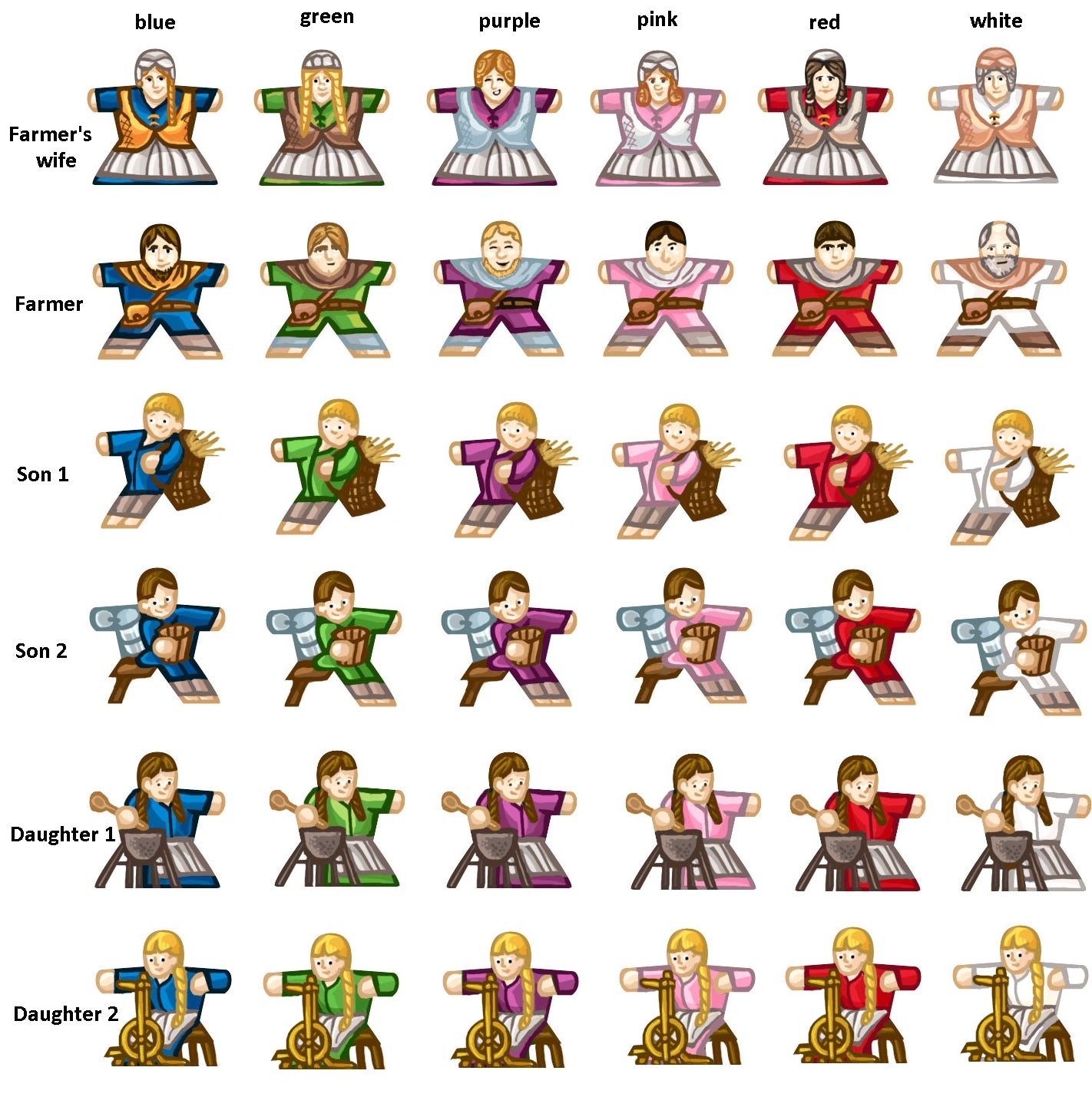 Aufkleber für Meeples - speziell für Agricola