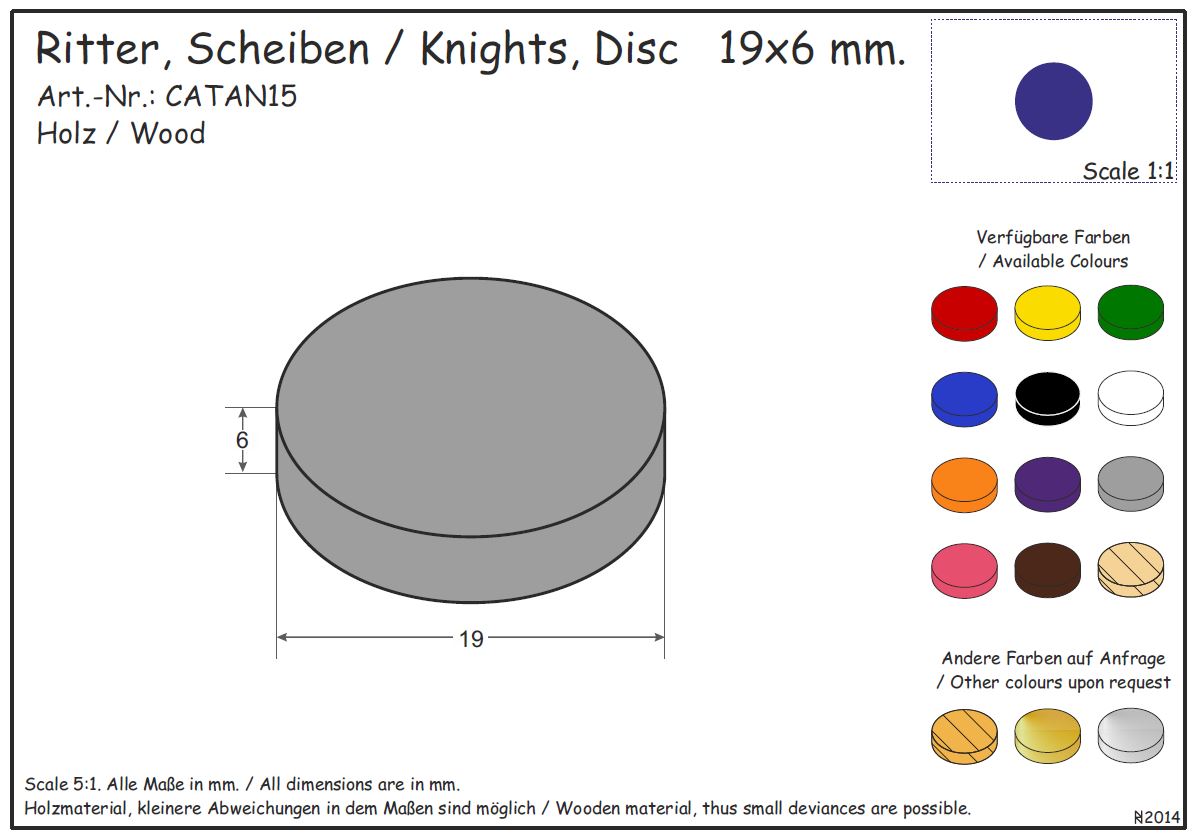 Wooden disc 19x6 mm (knight)