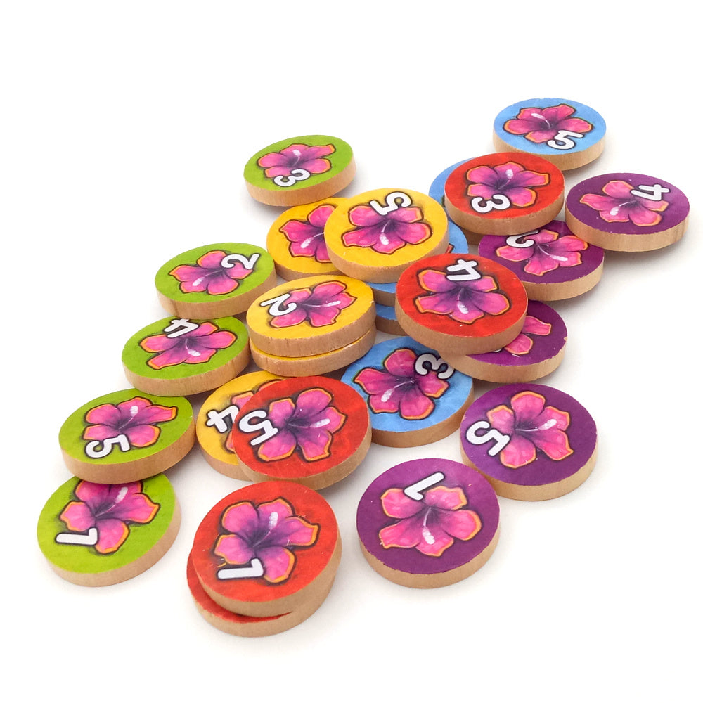 Wooden discs with value 1-5 FLOWER