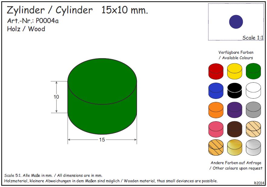 Holzzylinder 15x10 mm - Quips
