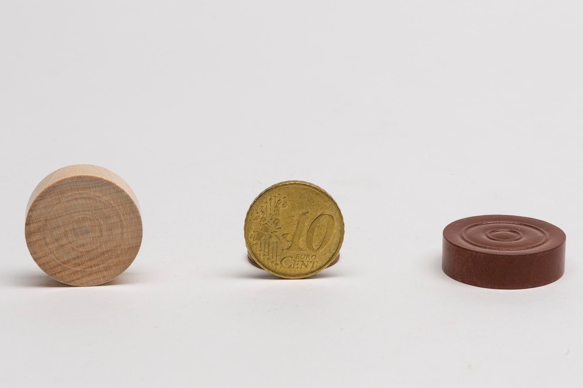 Wooden discs 23 x 7 mm - Backgammon, Checkers with imprint