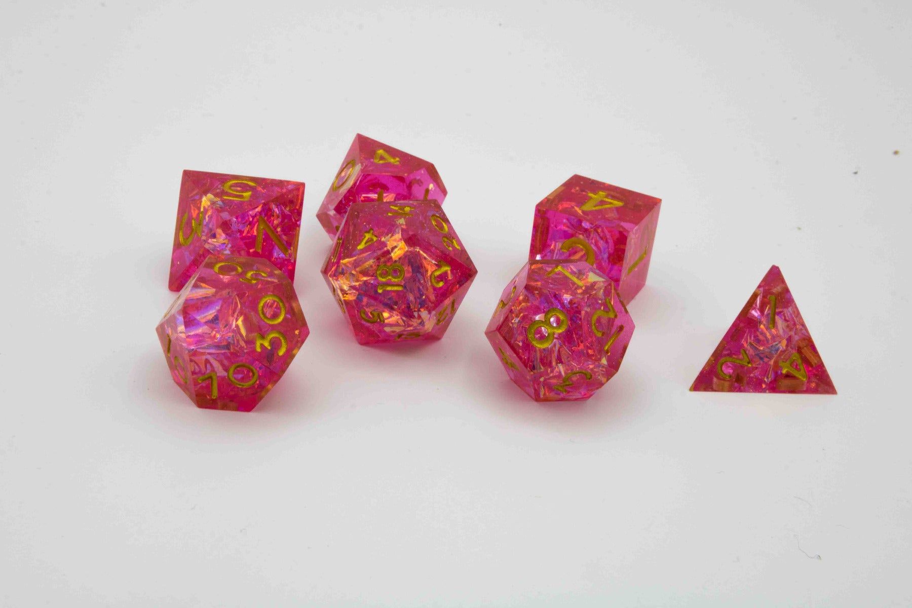 Dice set Sharp Edged Dice-Red transparent