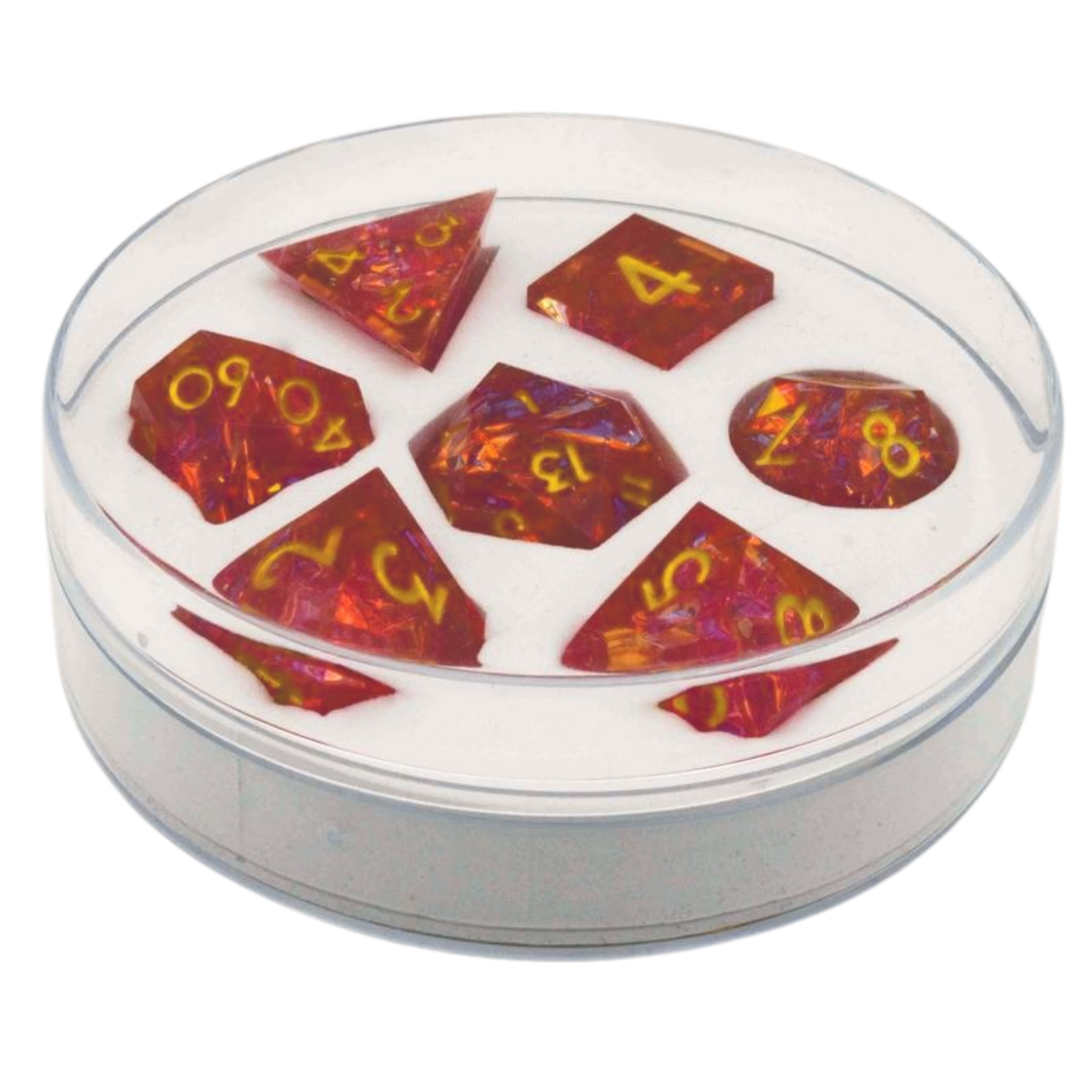 Dice set Sharp Edged Dice-Red transparent