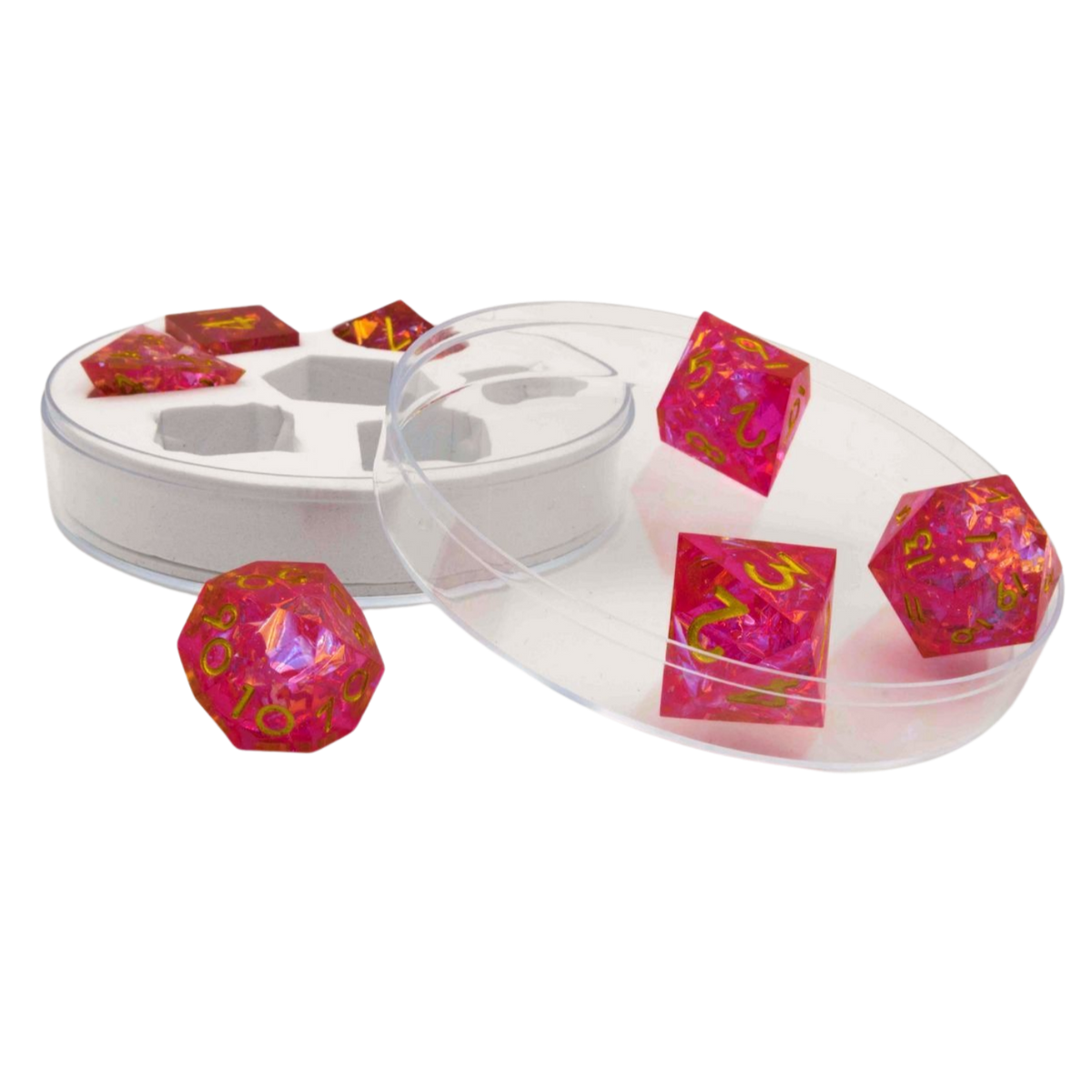 Dice set Sharp Edged Dice-Red transparent