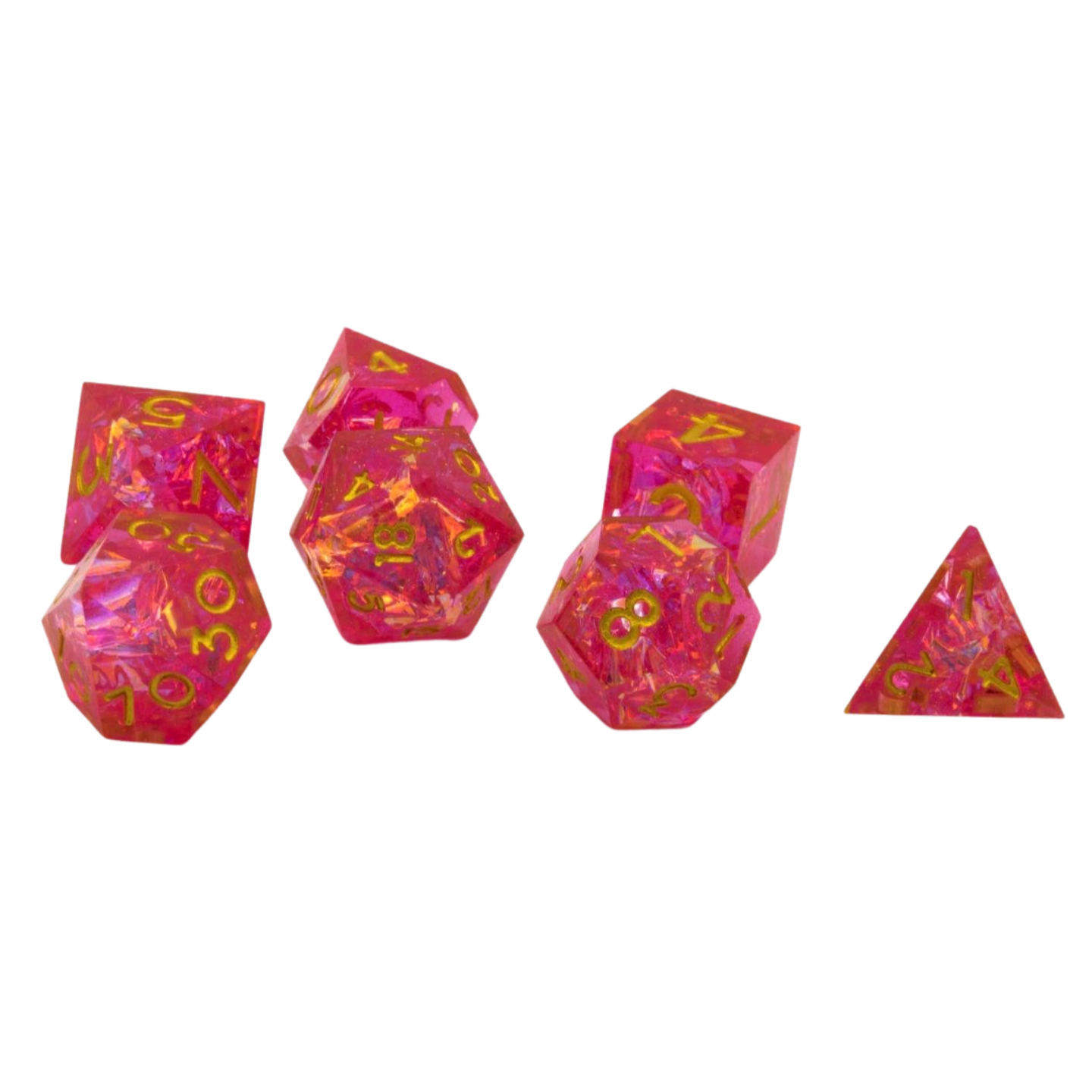 Dice set Sharp Edged Dice-Red transparent