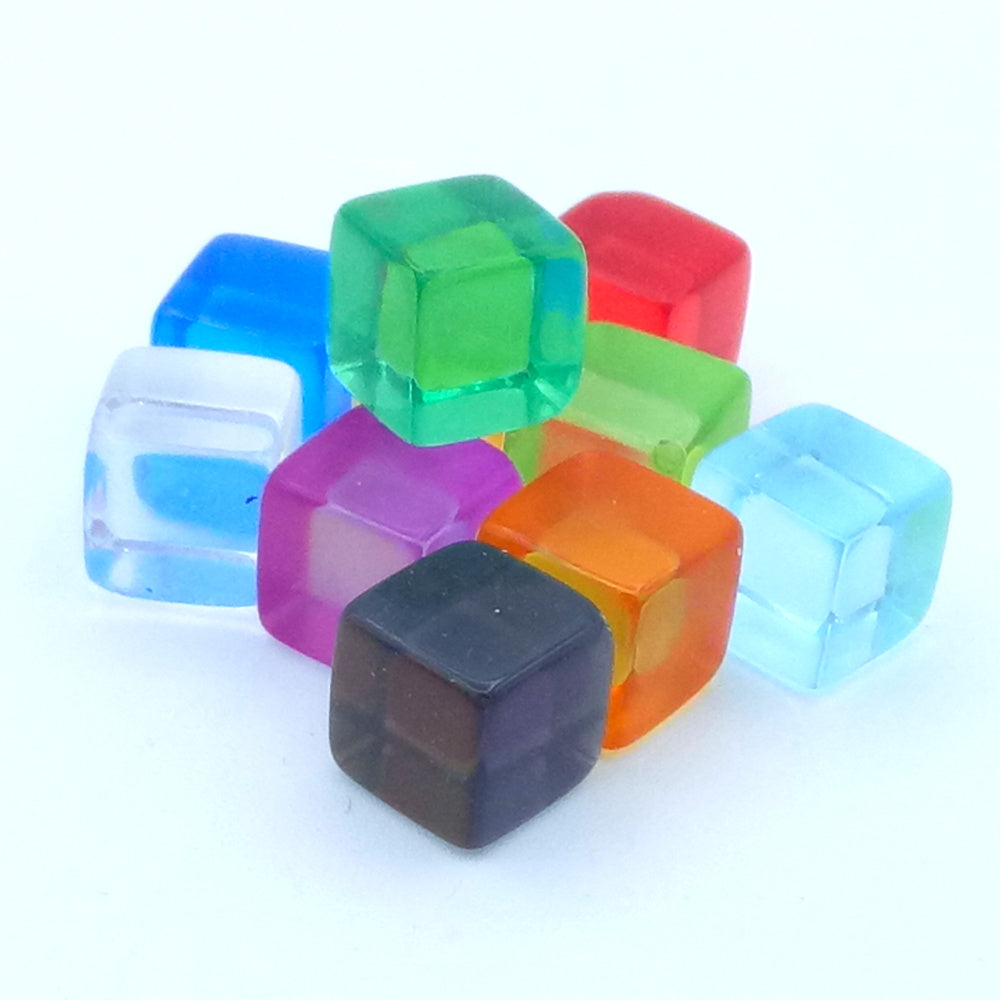 Transparent plastic dice 8mm