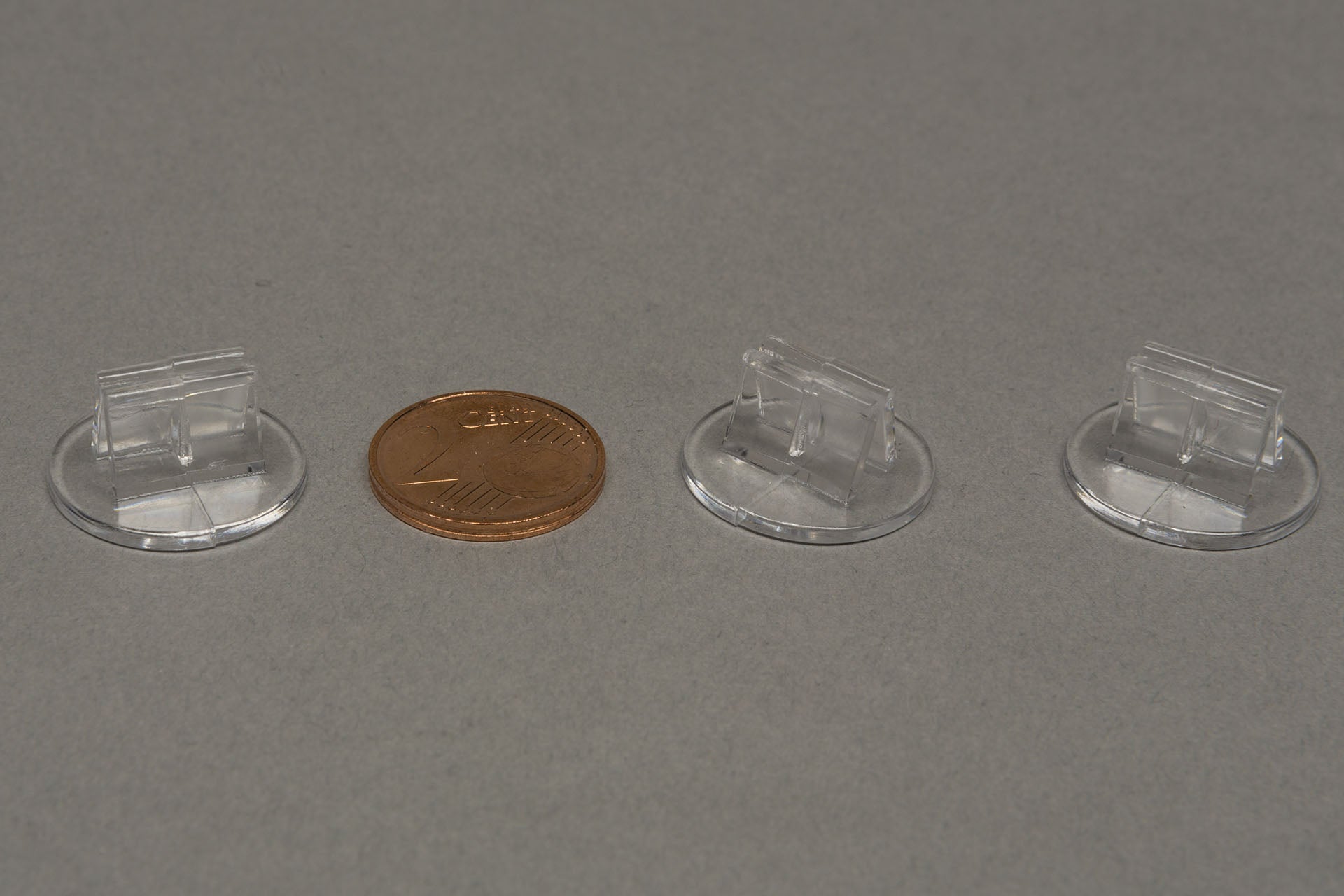 Plastic bases, card stands (transparent) - Set with 4 pcs
