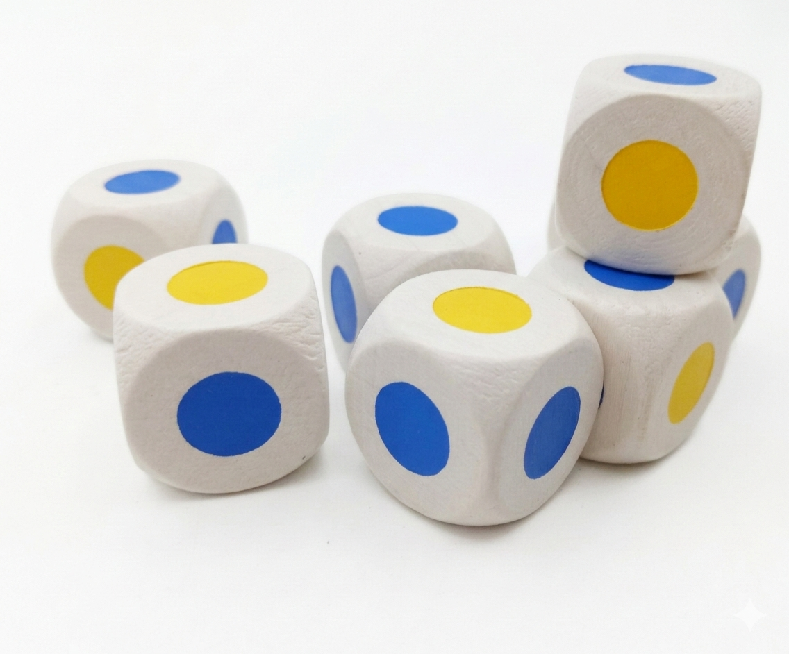 Color dice blue yellow