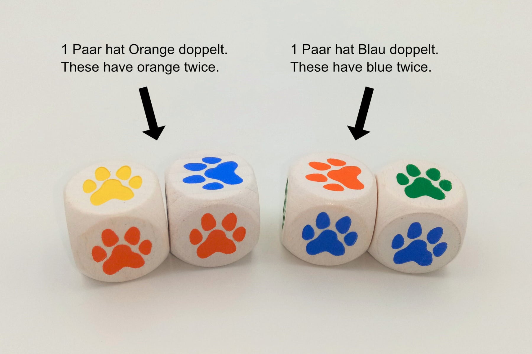 Set color dice with paws