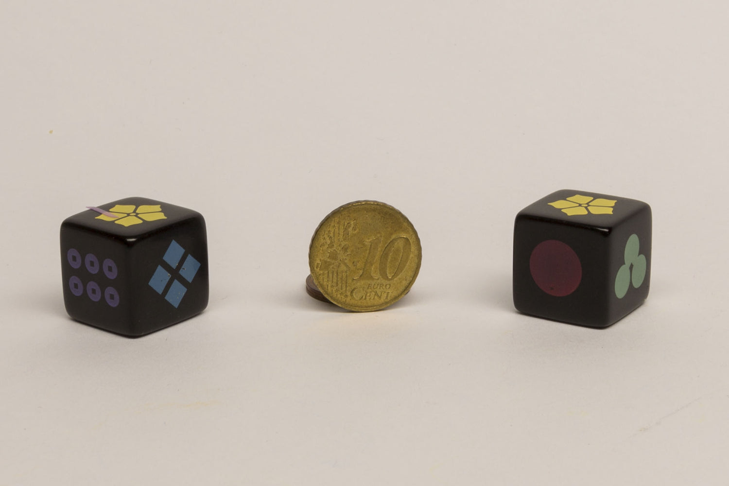 Color dice with symbols