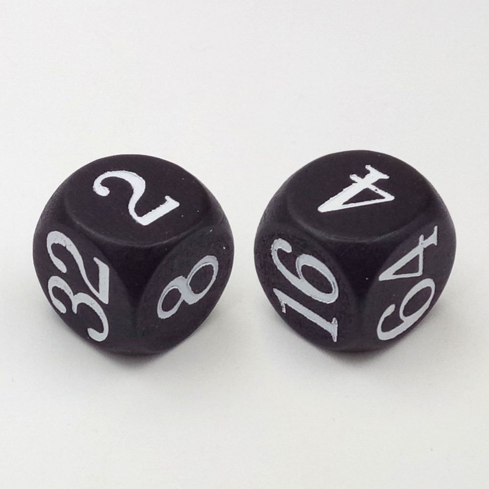 Würfel 2-4-8-16-32-64, Backgammon wood