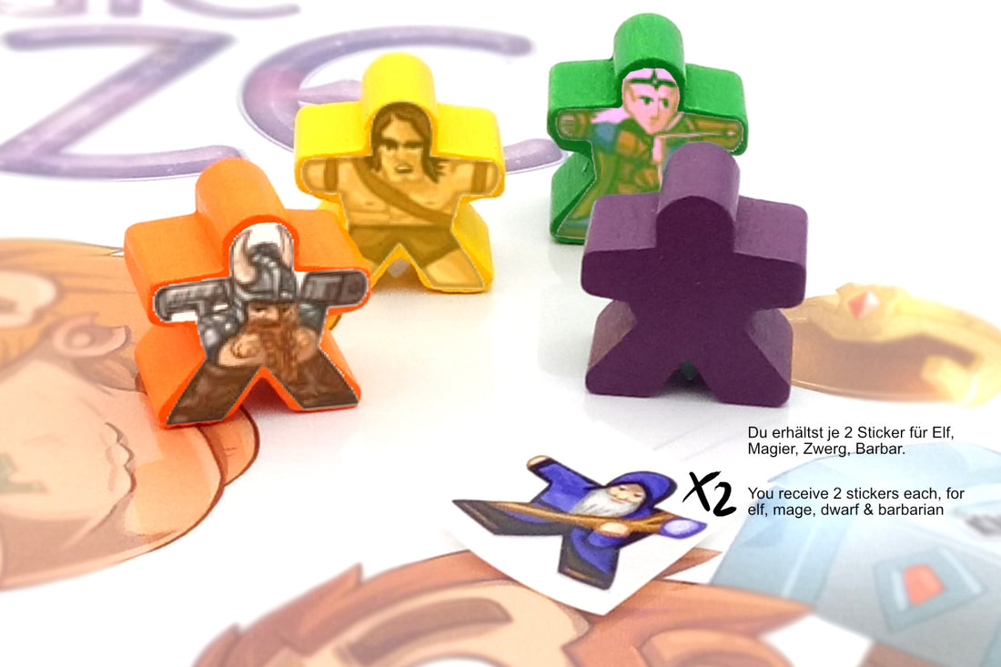 Meeples and labels for Magic Maze