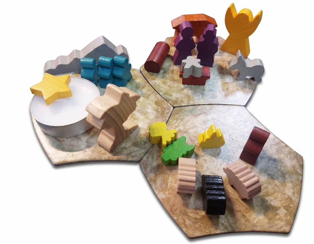 Krippe mit Meeples - Metalldose