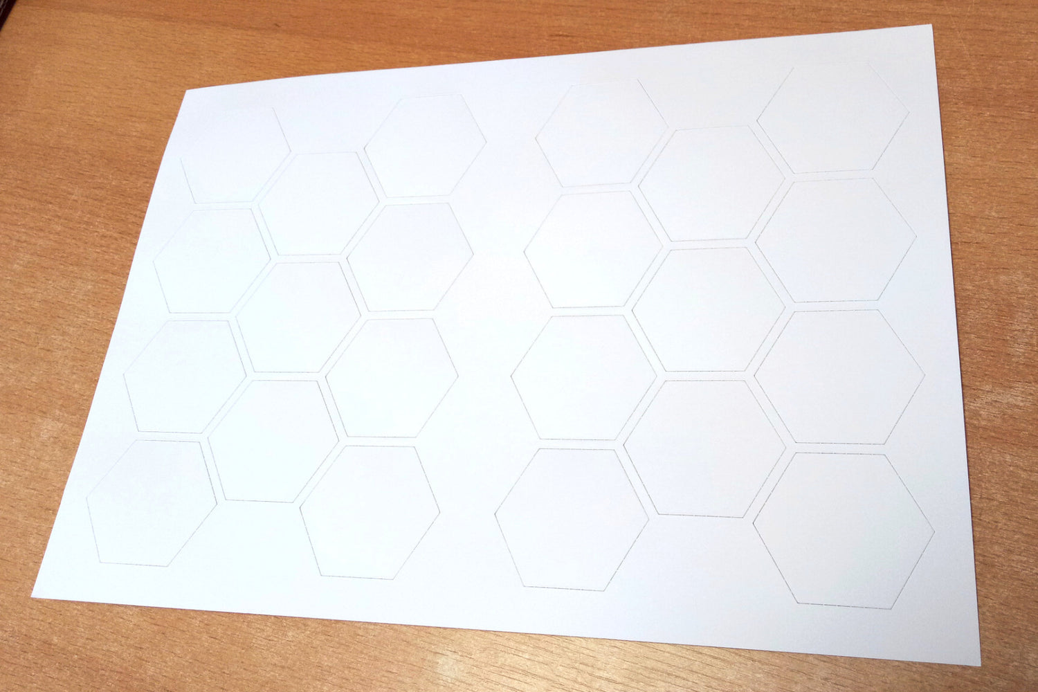 Sheets with blank hexagons 25mm