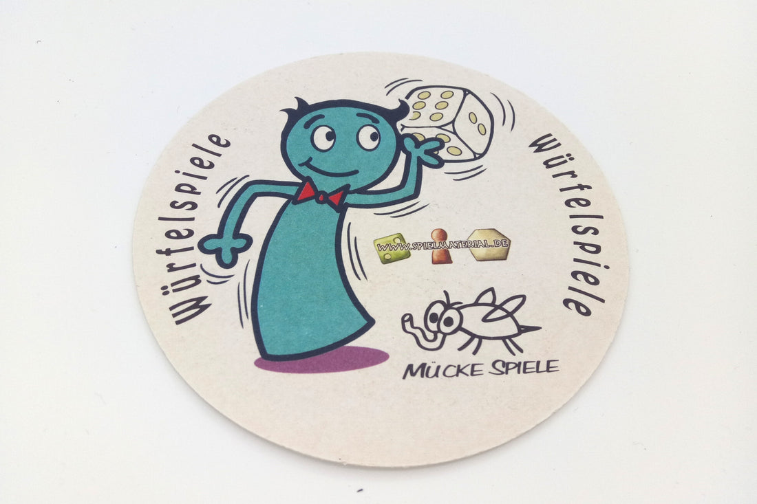 Beer coaster round with design dice games