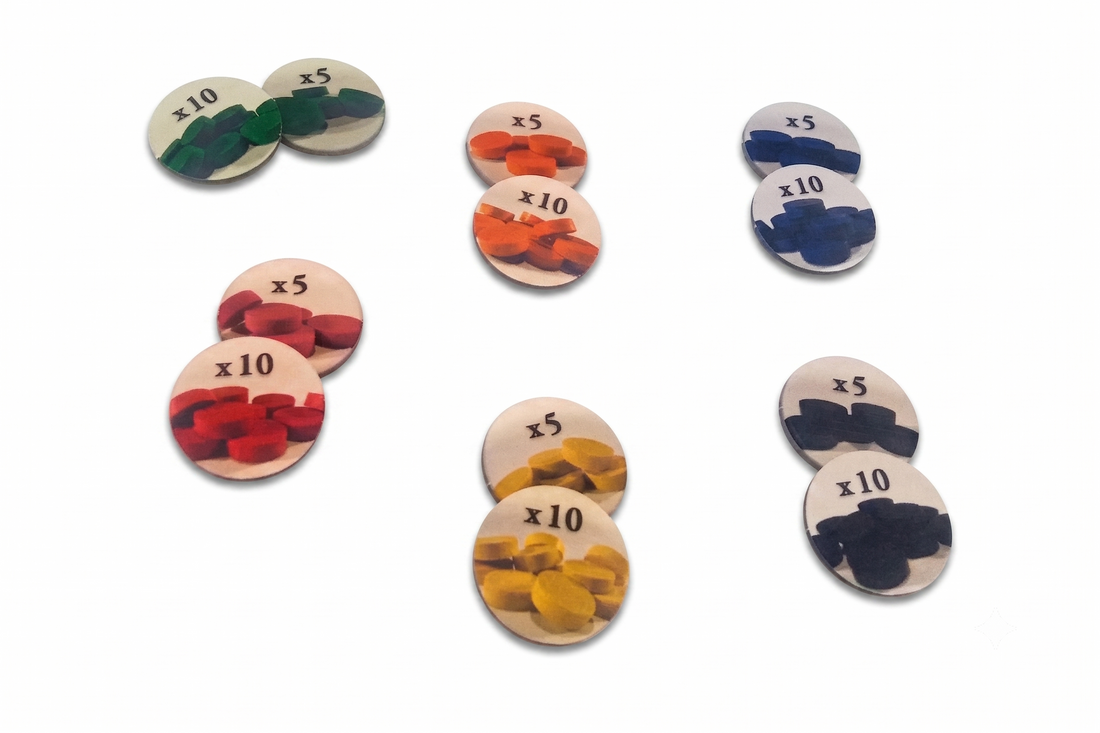 Counter - Vervielfältiger, Wertungsmarker mit Aufdruck (x5, x10)