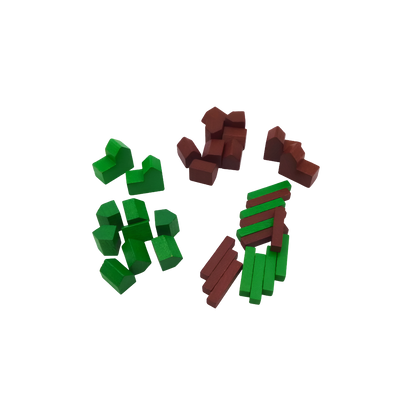 Wooden parts for Settlers base game 5-6 Players