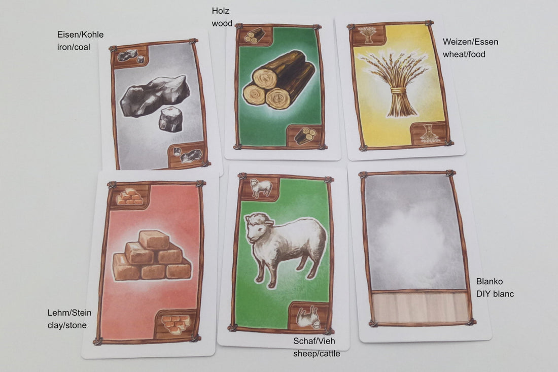 Kartensatz Rohstoffe (passend Siedler 3-4 Spieler)