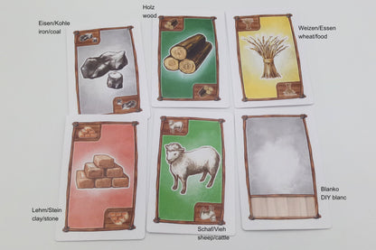 Kartensatz Rohstoffe (passend Siedler 3-4 Spieler)