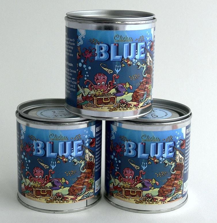 BLUE in metal box