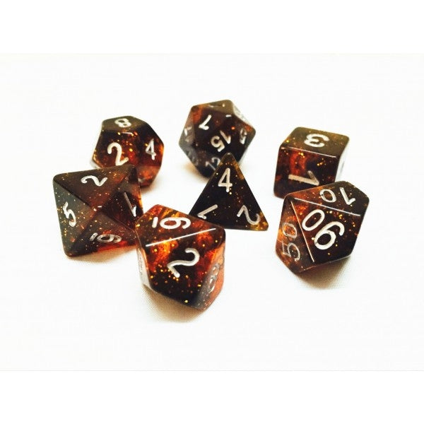 Orange glitter dice set