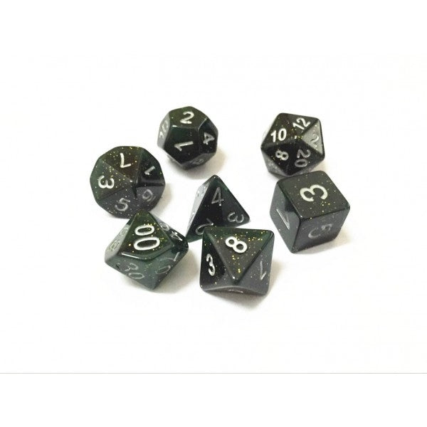 Green glitter dice set