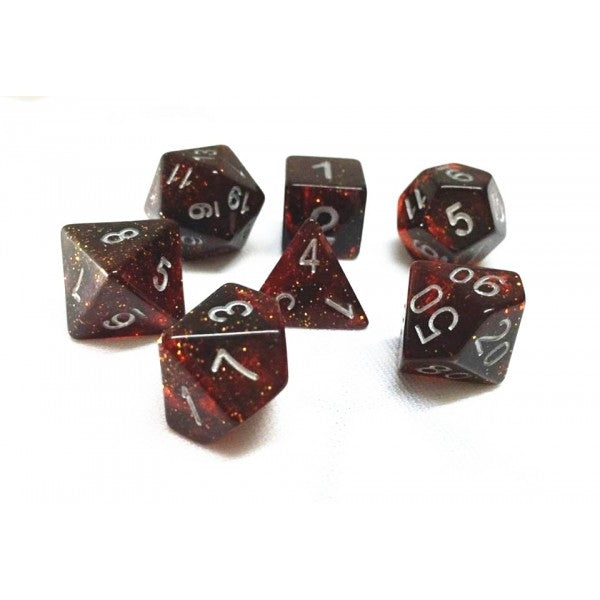 Red glitter dice set