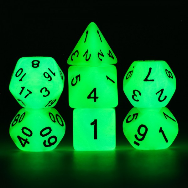 Dice set glow-in-the-dark green