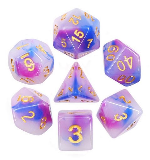 Dice set (Dark blue+purple) Jade dice set