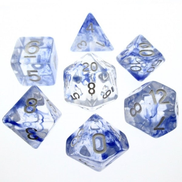 Nebula Blue dice set (white numbers)