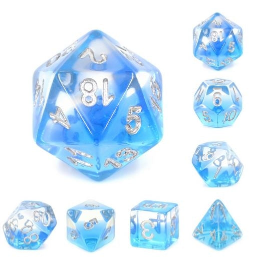 Transparent Blue Gradients dice set