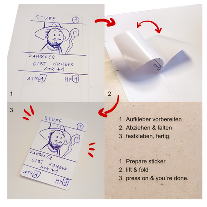 kleine Karten auf Trägerpapier zum Falten