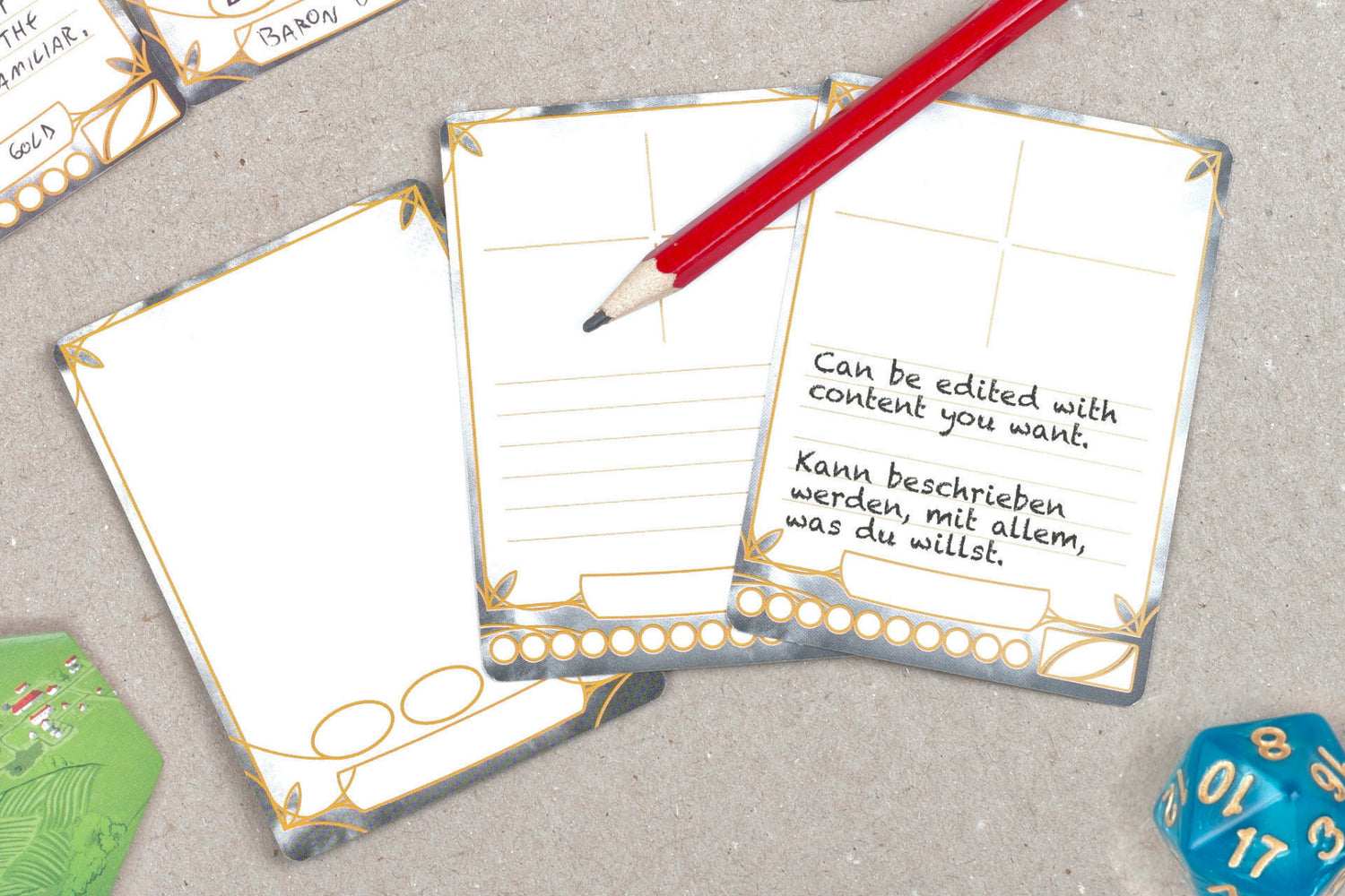 Blank cards for RPG