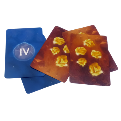 Set playing cards with gold nuggets