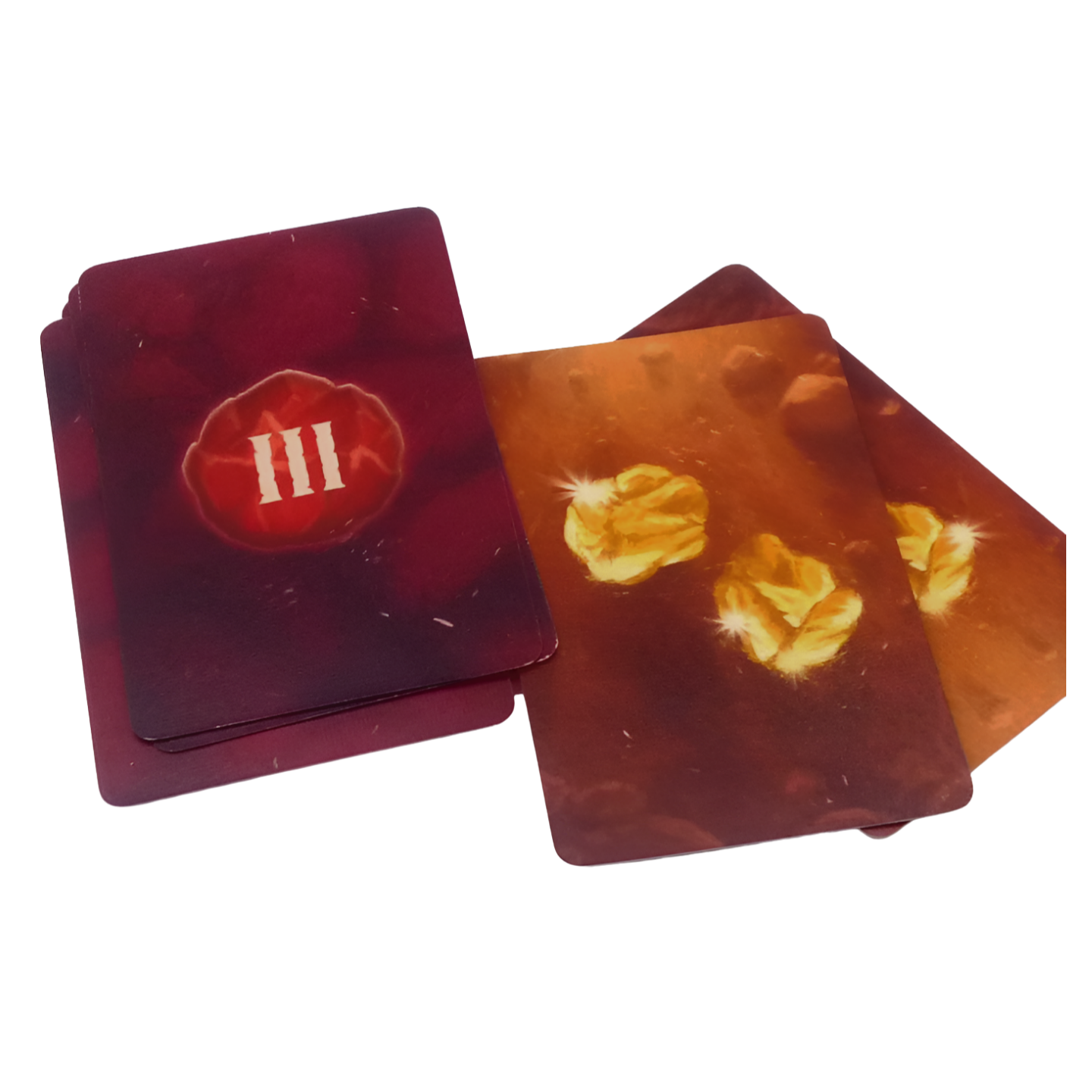 Set playing cards with gold nuggets