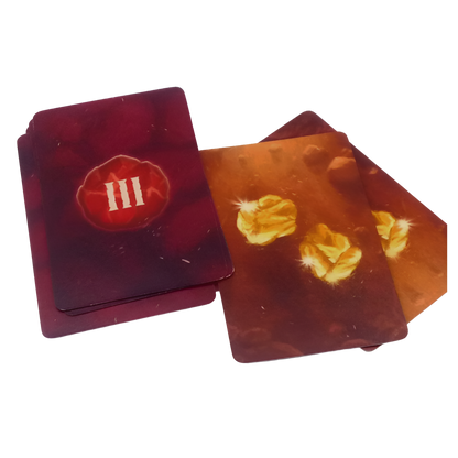 Set playing cards with gold nuggets
