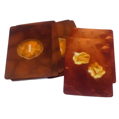 Set playing cards with gold nuggets