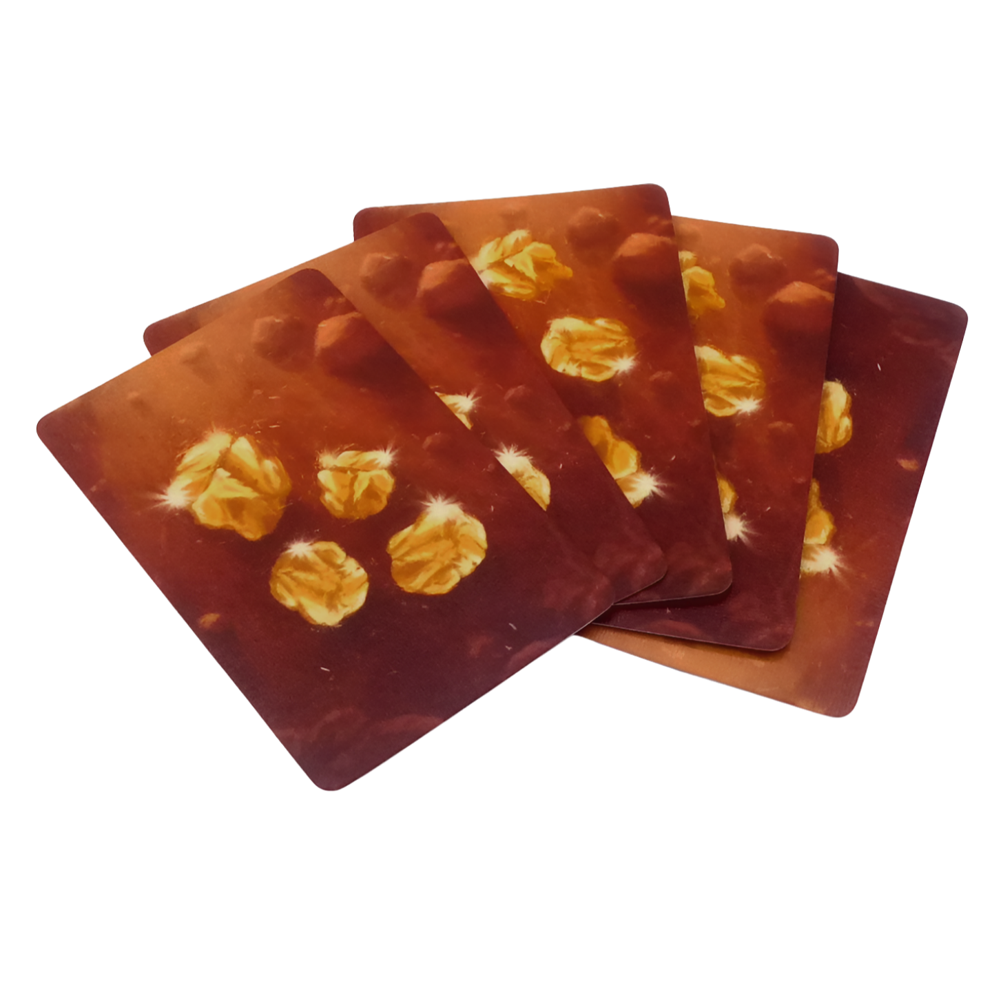 Set playing cards with gold nuggets