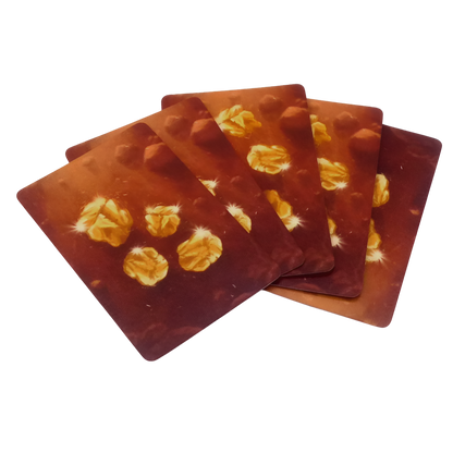 Set playing cards with gold nuggets