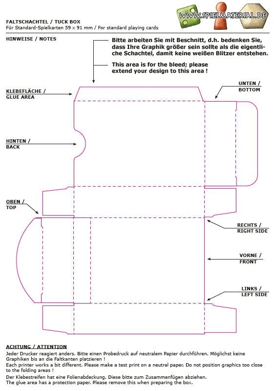 Faltschachtel Trägerpapier - breite Seitenwände