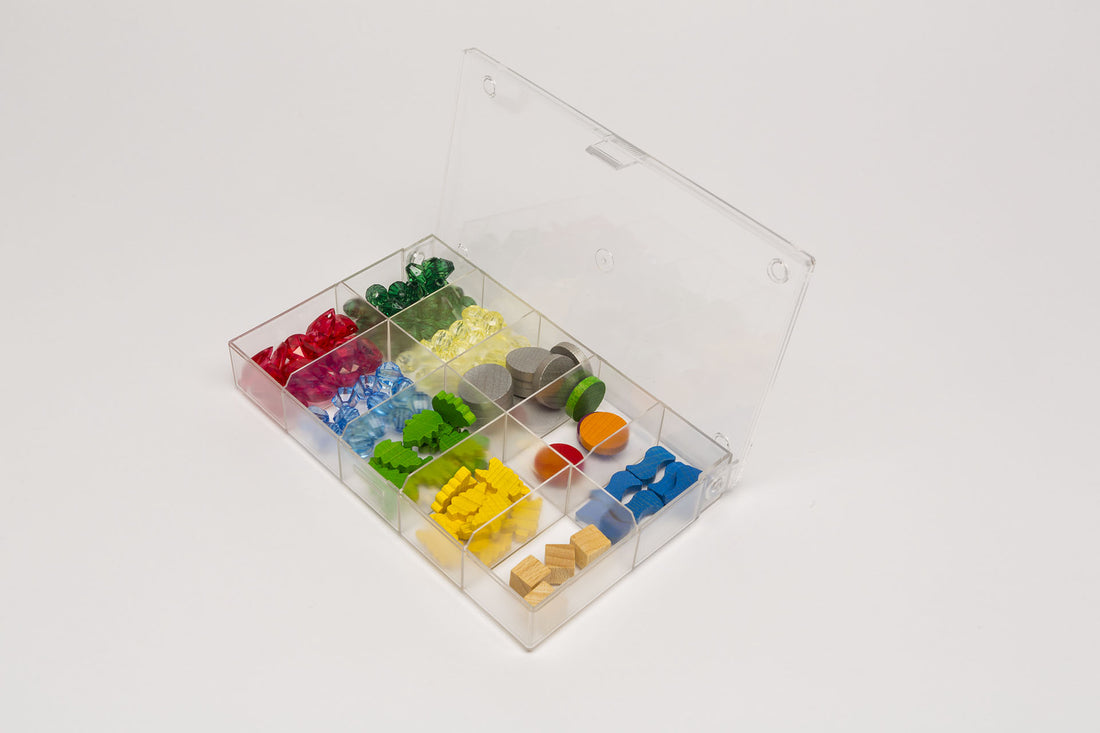 Storage for game pieces 10 compartments
